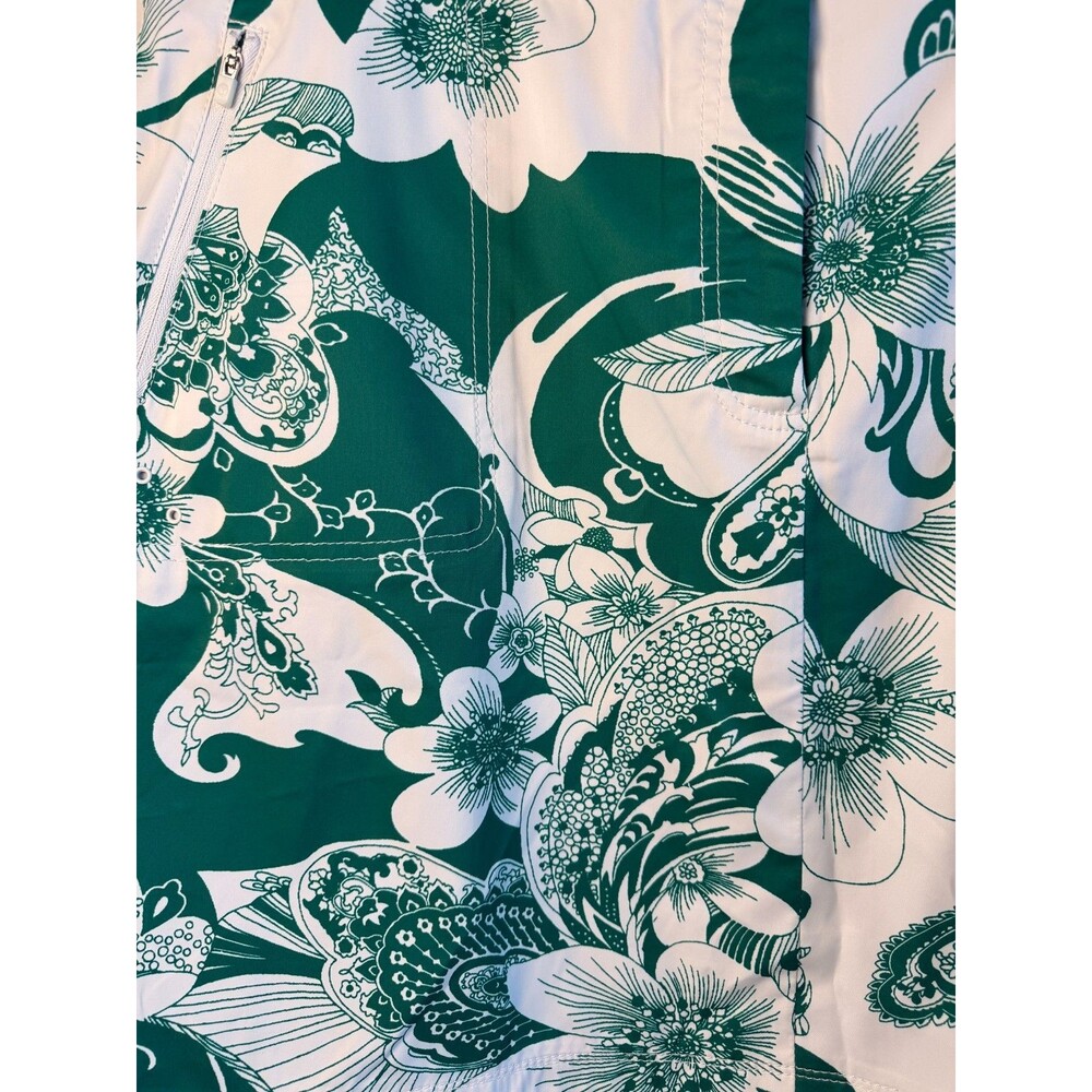 Talbots Green White Floral Skirt Womens Size 16 Golf Tennis Stretch Zip Pockets - Picture 8 of 10